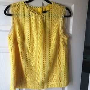 J Crew pretty yellow lace sleeveless top NWT